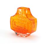 Whitefriars tangerine concentric rectangle vase, designed by Geoffrey Baxter, 17.5cm high :For