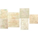 Six 19th century and later linen backed maps including W & A K Johnstons map of the railway