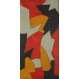 Abstract composition, oil on canvas, bearing an indistinct signature, framed, 61cm x 31.5cm :For