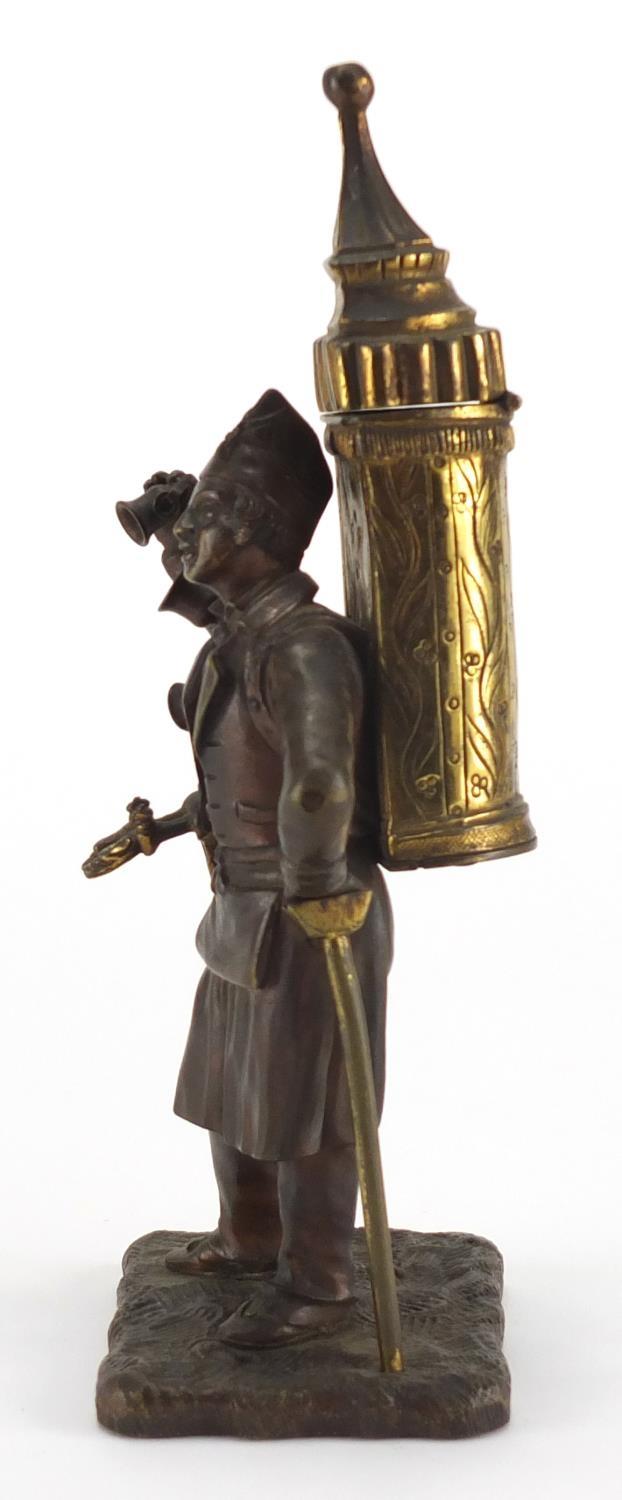 19th century gilt and patinated bronze pedlar vesta, 19cm high :For Further Condition Reports Please - Image 3 of 6