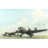 John Howell - Stirling Bombers No.15 Squadron, heightened watercolour, inscribed verso, mounted