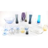 Whitefriars glassware including three soda range vases by Geoffrey Baxter, the largest 26.5cm high :