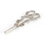 Pair of silver grape scissors with cast grape vine handles, by A Marston & Co, Birmingham, 15.5cm in