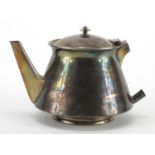 Arts & Crafts style silver teapot with planished decoration, by C J Vander, London 1963, 13cm