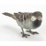 Austrian cold painted bronze finch, impressed marks, 13.5cm in length : For Further Condition