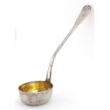 Antique silver ladle, the bowl with gilt interior, J H S makers mark, 37cm in length, approximate