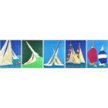 Five vintage America's Cup posters, framed, each 80cm x 60.5cm :For Further Condition Reports Please