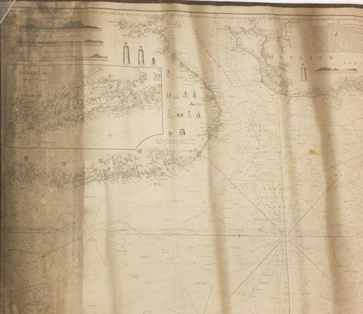 Three 19th century Nautical Charts comprising The North Sea drawn by J S Hobbs published by - Image 4 of 19