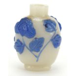 Chinese Peking cameo glass snuff bottle overlaid with flowers, 5.8cm high :For Further Condition