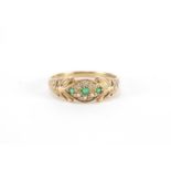 9ct gold emerald and diamond ring, size M, approximate weight 1.9g :For Further Condition Reports