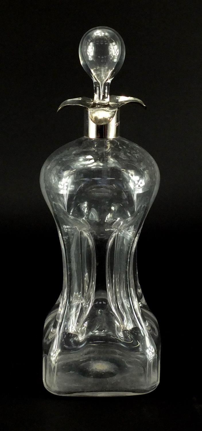 Victorian silver hourglass decanter with silver collar, indistinct makers mark, Sheffield 1897, 31cm - Image 2 of 4