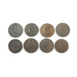 Eight late 18th century half penny Conder tokens comprising Brighton, Chichester and Birmingham :For