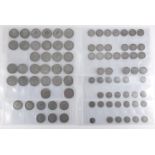 British pre decimal mostly pre 1947 coins, half crowns, florins, shillings and six pence's,