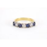 18ct gold diamond and sapphire half eternity ring, size L, approximate weight 3.8g :For Further
