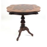 Folding mahogany chess table, 79cm H x 80cm W x 40cm D (extending to 80cm) : For Further Condition