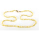 Opal bead necklace with 9ct gold clasp, 40cm in length, approximate weight 6.7g : For Further