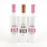 Three 70cl bottles of Nelson's gin including two rhubarb and custard : For Further Condition Reports