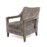 Contemporary open armchair, with grey upholstery, 87.5cm high : For Further Condition Reports Please