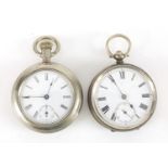Two gentleman's pocket watches including one silver, each 5cm in diameter :For Further Condition