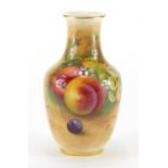 Royal Worcester porcelain vase hand painted with fruit by Albert Shuck, factory marks to the base