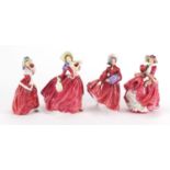 Four Royal Doulton figurines, Autumn BreezeHN1934, Christmas Morn HN1992, Top 0 The Hill HN1834