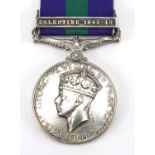 British Military World War II general service medal, with Palestine bar, awarded to 14055285PTE.T.