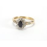 9ct gold sapphire and cubic zirconia ring, size N, approximate weight 2.7g : For Further Condition