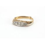Unmarked gold diamond five stone ring, size I, approximate weight 2.8g :For Further Condition
