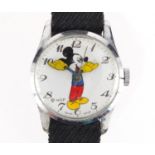 Vintage Mickey Mouse Walt Disney wristwatch with moving hands, the dial marked W D P, 3cm in