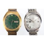 Two gentleman's wristwatches, comprising Seiko electronic with green day date dial and a Orient :For