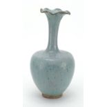 Chinese blue and purple glazed pottery vase, 27cm high :For Further Condition Reports Please Visit