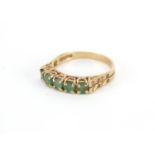 9ct gold green stone half eternity ring, size N, approximate weight 2.0g : For Further Condition