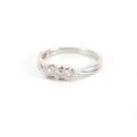 Platinum and diamond three stone ring, size S, approximate weight 4.7g :For Further Condition