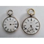 A silver  open faced pocket watch with the dial marked Platnauer Freres together with another FL