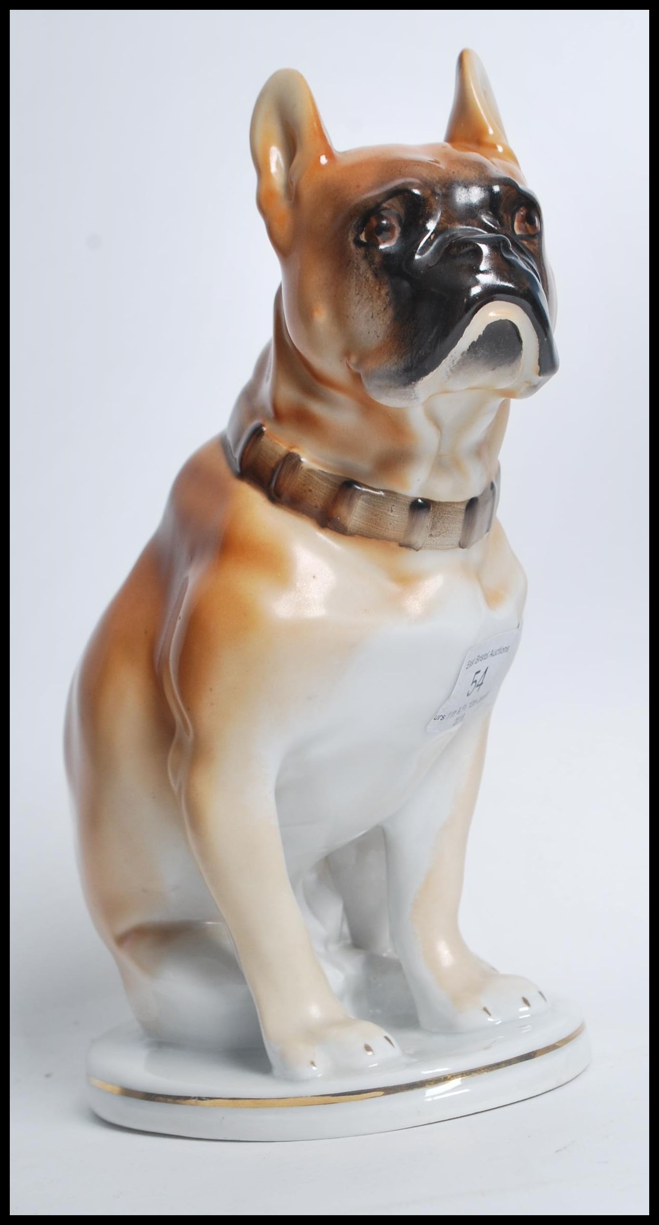 A 20th century Russian ceramic boxer dog. The dog