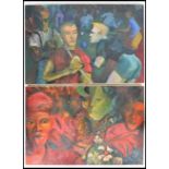 D Taylor. A pair of 20th century oil on canvas paintings, one a scene of a bar with pool table