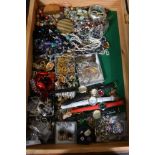 A good collection of vintage and retro costume jewellery all contained within a good oak display