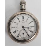 A large early 20th century railway timekeeper pocket watch. The 21 Jewel movement signed J U Munns