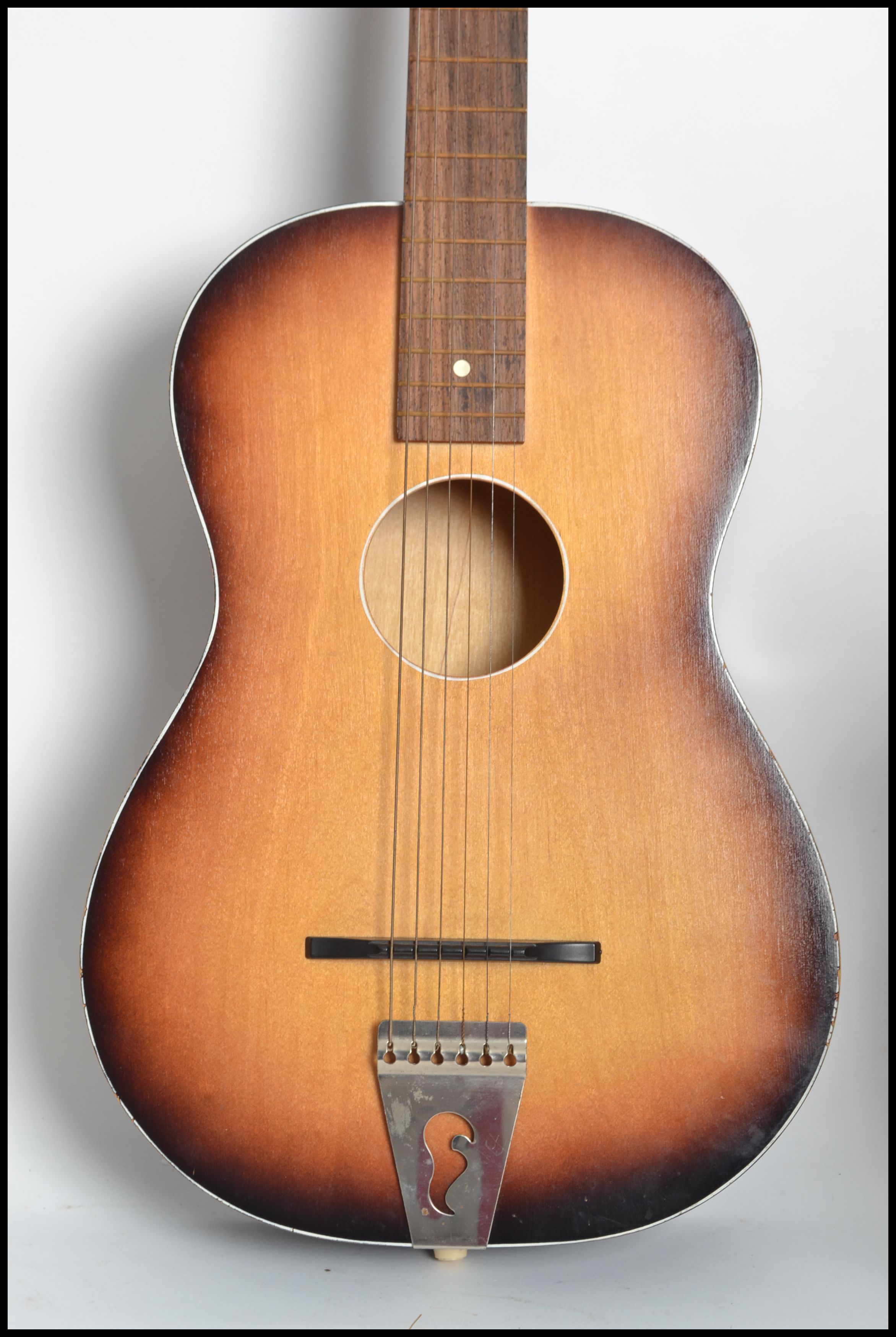 A mid 20th century Spanish acoustic six string guitar having a shaped body. - Image 2 of 5