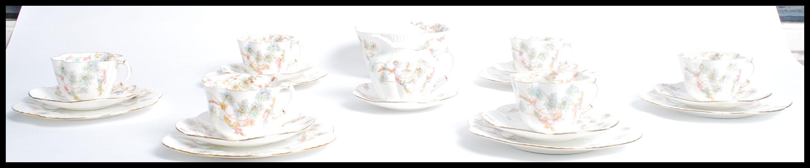 A 19th century Victorian Charles Wileman for Foley bone china ( pre Shelley ) six person tea service - Image 8 of 18