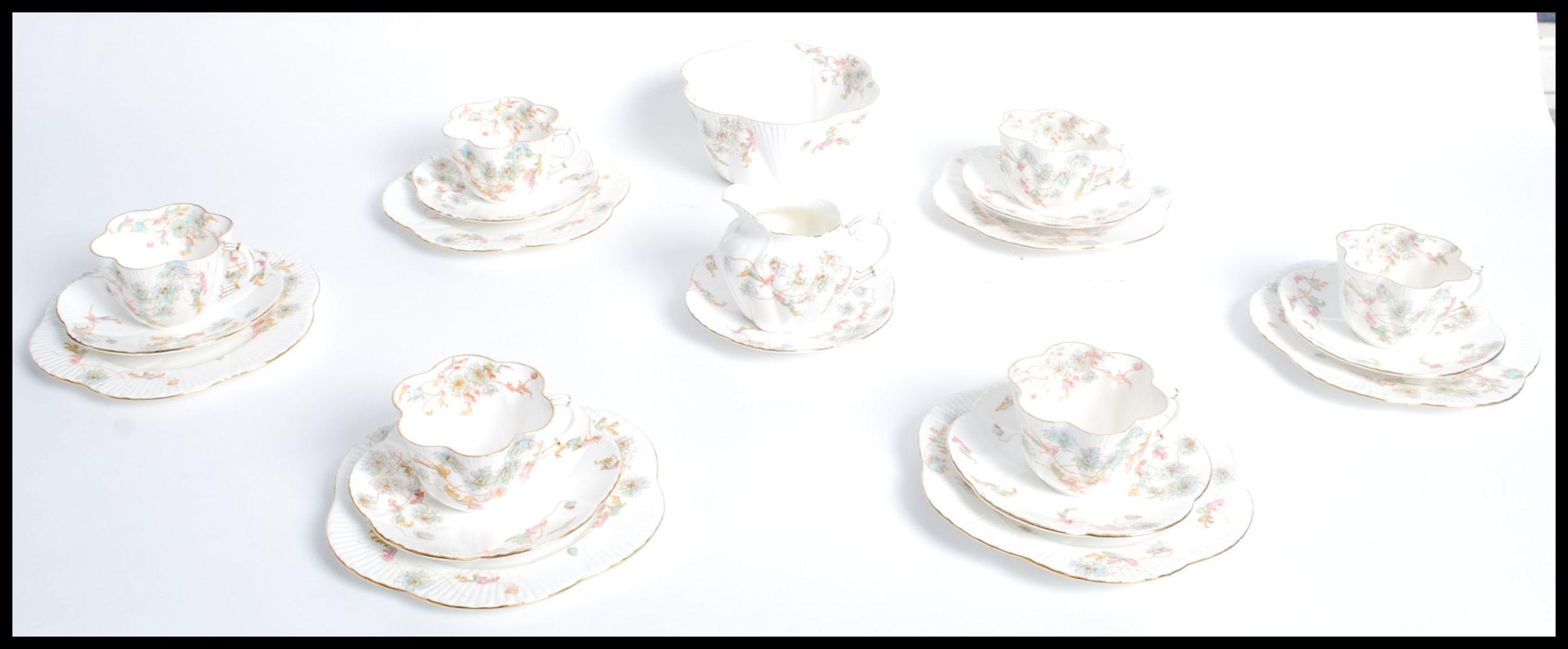 A 19th century Victorian Charles Wileman for Foley bone china ( pre Shelley ) six person tea service - Image 9 of 18