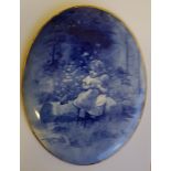 A 20th century Doulton Burslem ' Blue Children ' series ware oval plaque depicting a young girl with