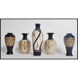 A collection of ceramics to include a pair of Edwardian  Doulton Lambeth stoneware glazed Art