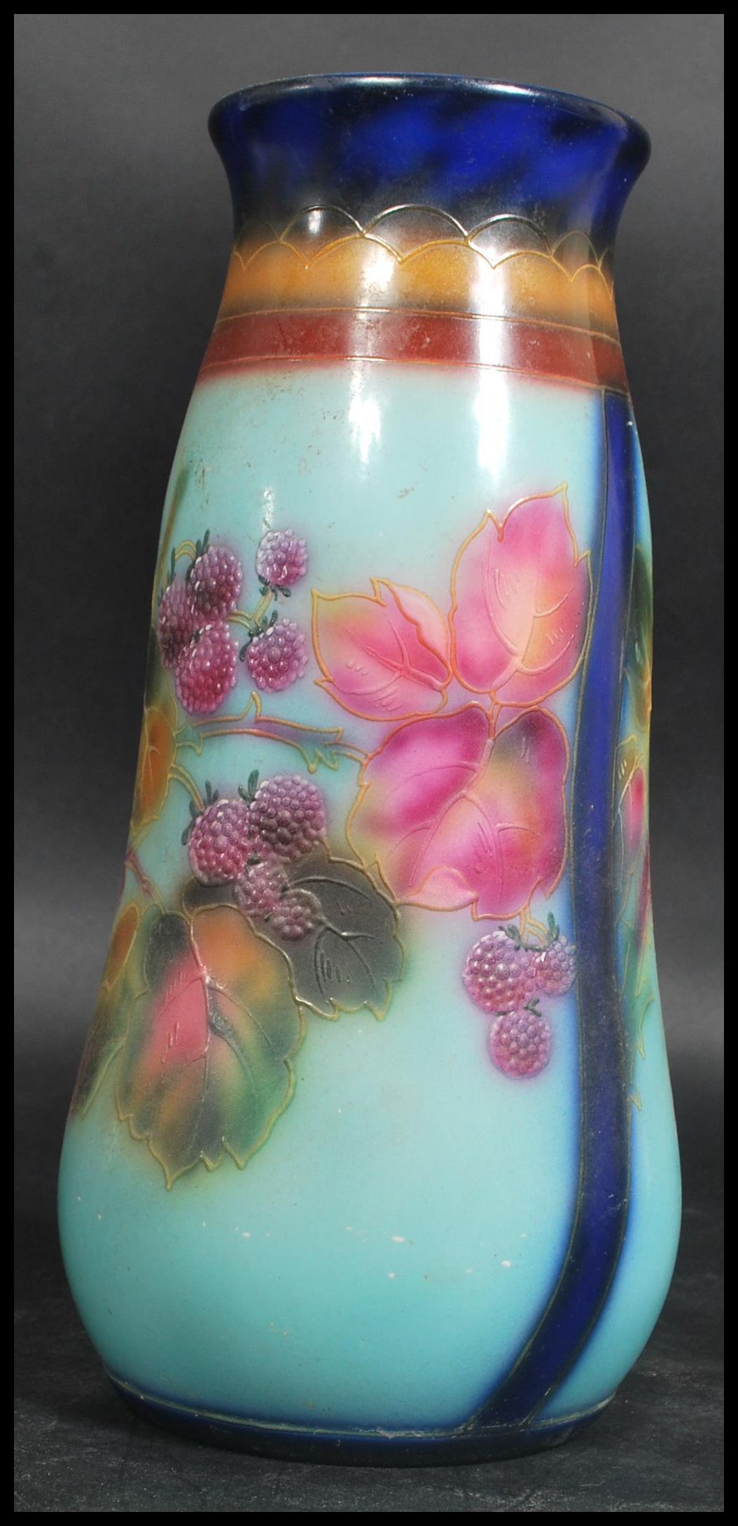 A good 19th century tube lined vase with decoration of grape and vine by Royal Bonn Germany. Further - Image 3 of 6