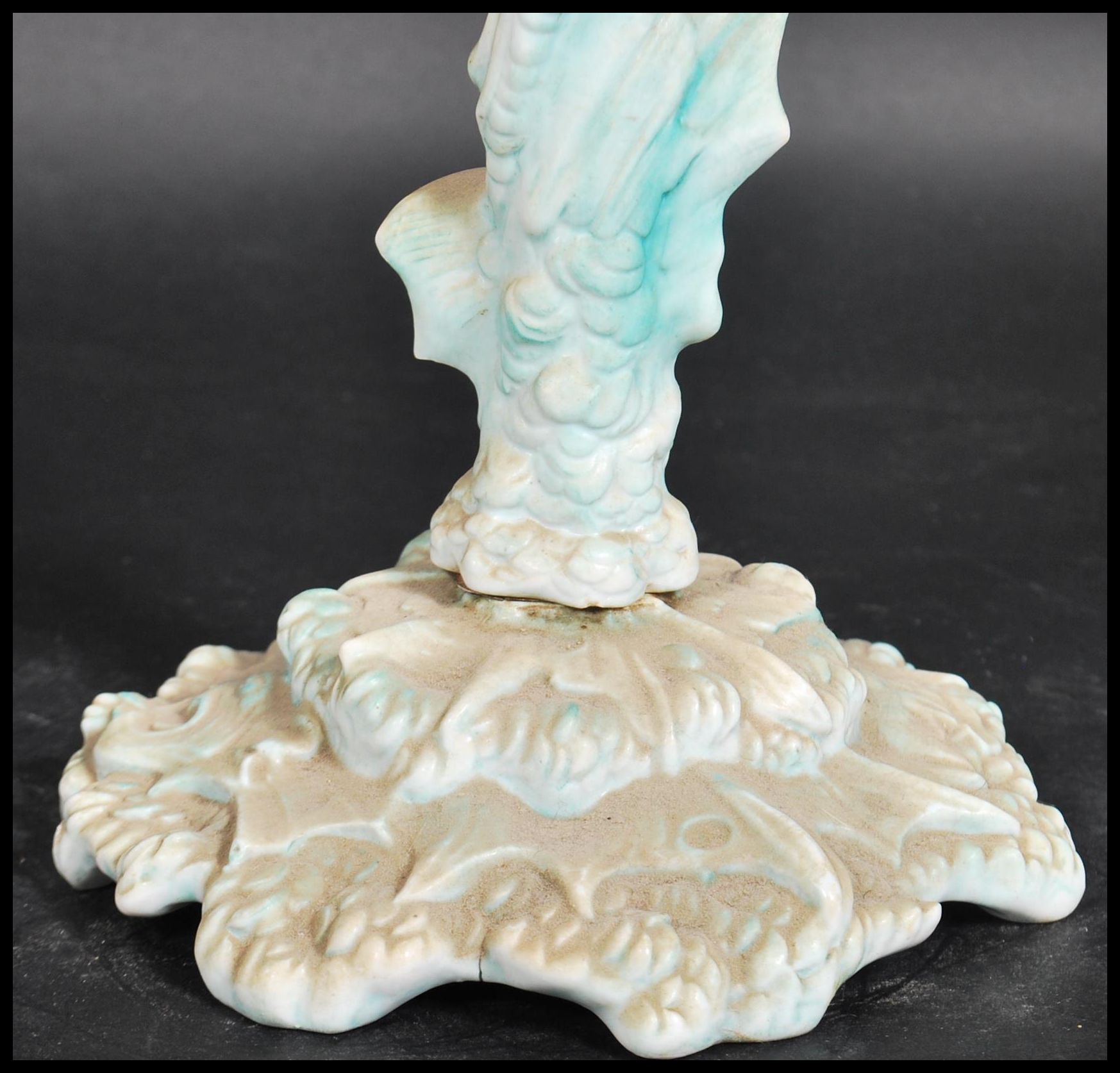 A 19th century Ernst Bohne & Söhne grotesque dragon porcelain centrepiece vase. The inverted - Image 9 of 17