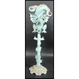 A 19th century Ernst Bohne & Söhne grotesque dragon porcelain centrepiece vase. The inverted