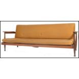 A retro mid century Guy Rogers ' Manhatten ' sofa / daybed having show wood angular teak frame