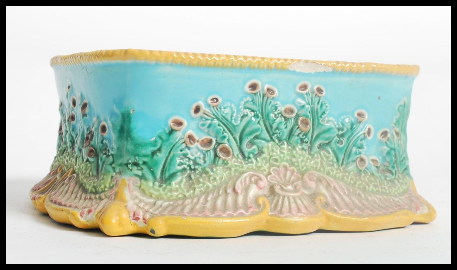 A 19th century George Jones majolica Sardine Dish base circa 1870's. Lacking cover, the dish