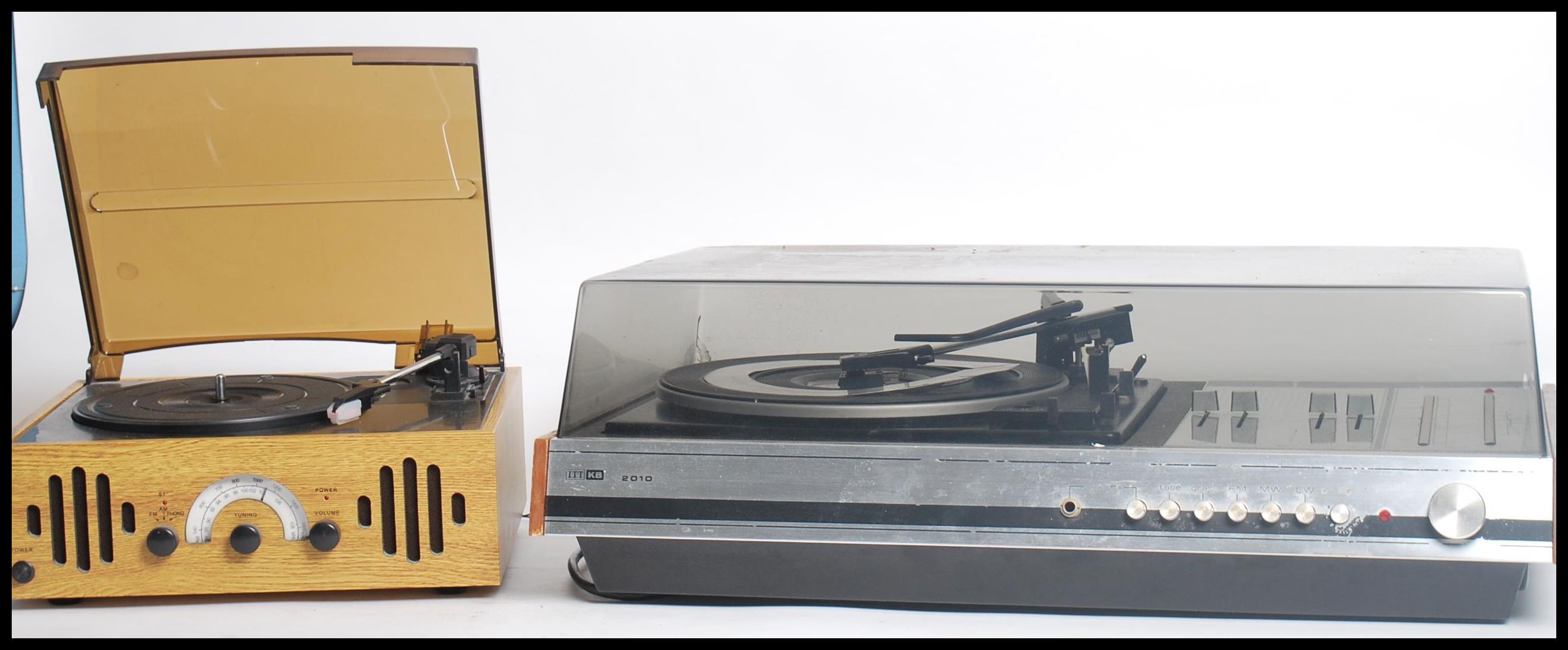 A vintage / retro 20th century stereo record player. ITT KB unit stereo, model KA.2010 with a BSR