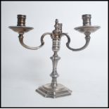 A modern cast silver three light candelabrum, by J B Chatterley & Sons Ltd, Birmingham 1972, in